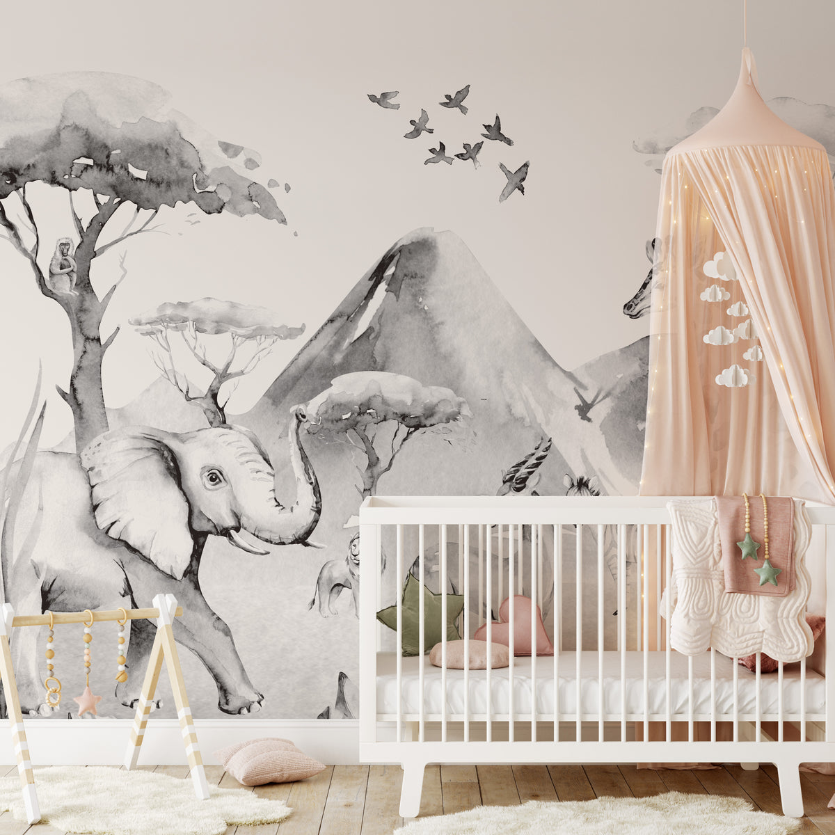 Baby nursery 2024 wall mural